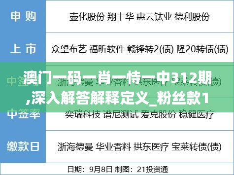 澳门一码一肖一恃一中312期,深入解答解释定义_粉丝款1.731